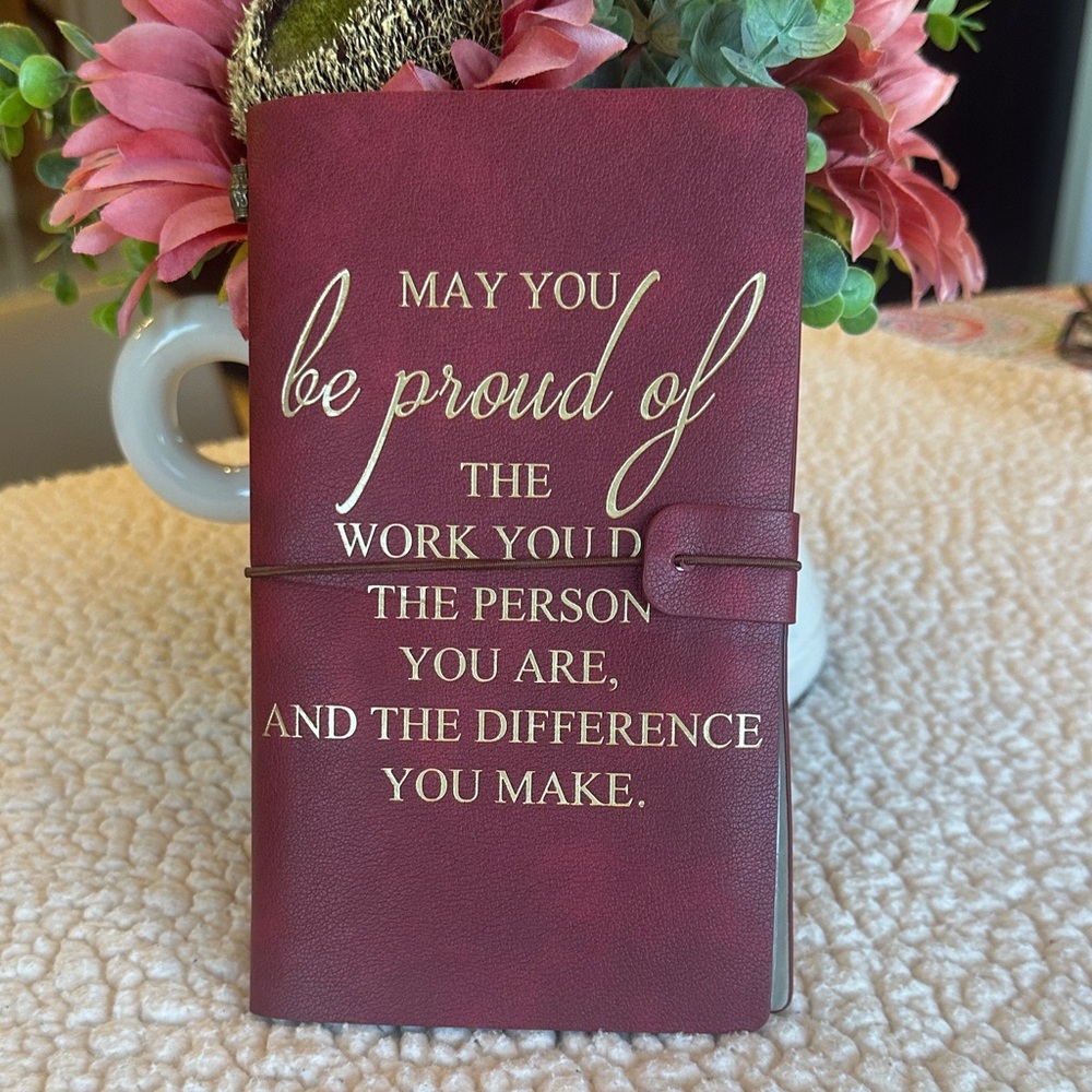 🌺 Inspirational Burgundy Vegan Leather Journal